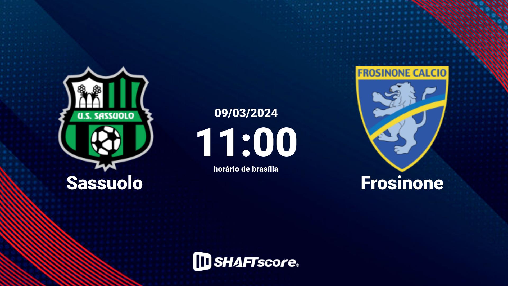 Estatísticas do jogo Sassuolo vs Frosinone 09.03 11:00