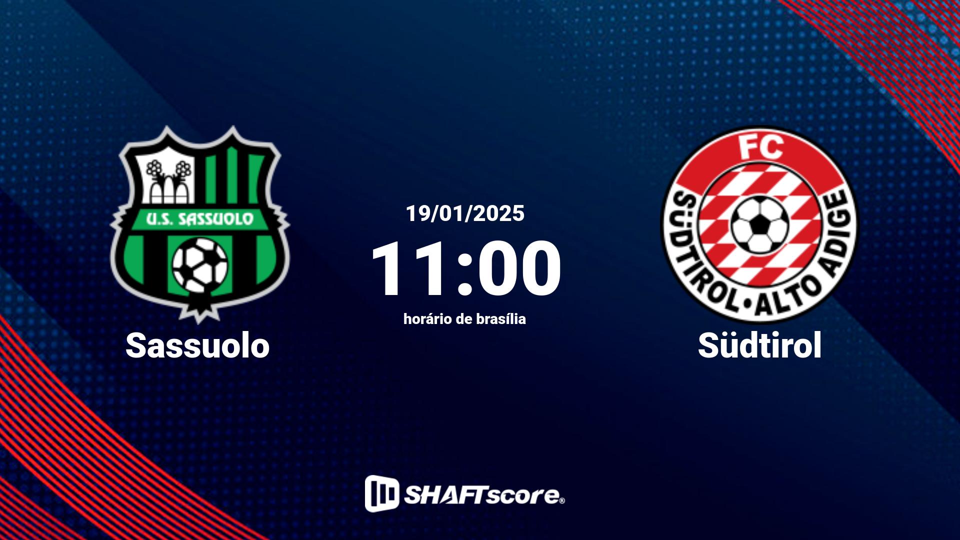 Estatísticas do jogo Sassuolo vs Südtirol 19.01 11:00