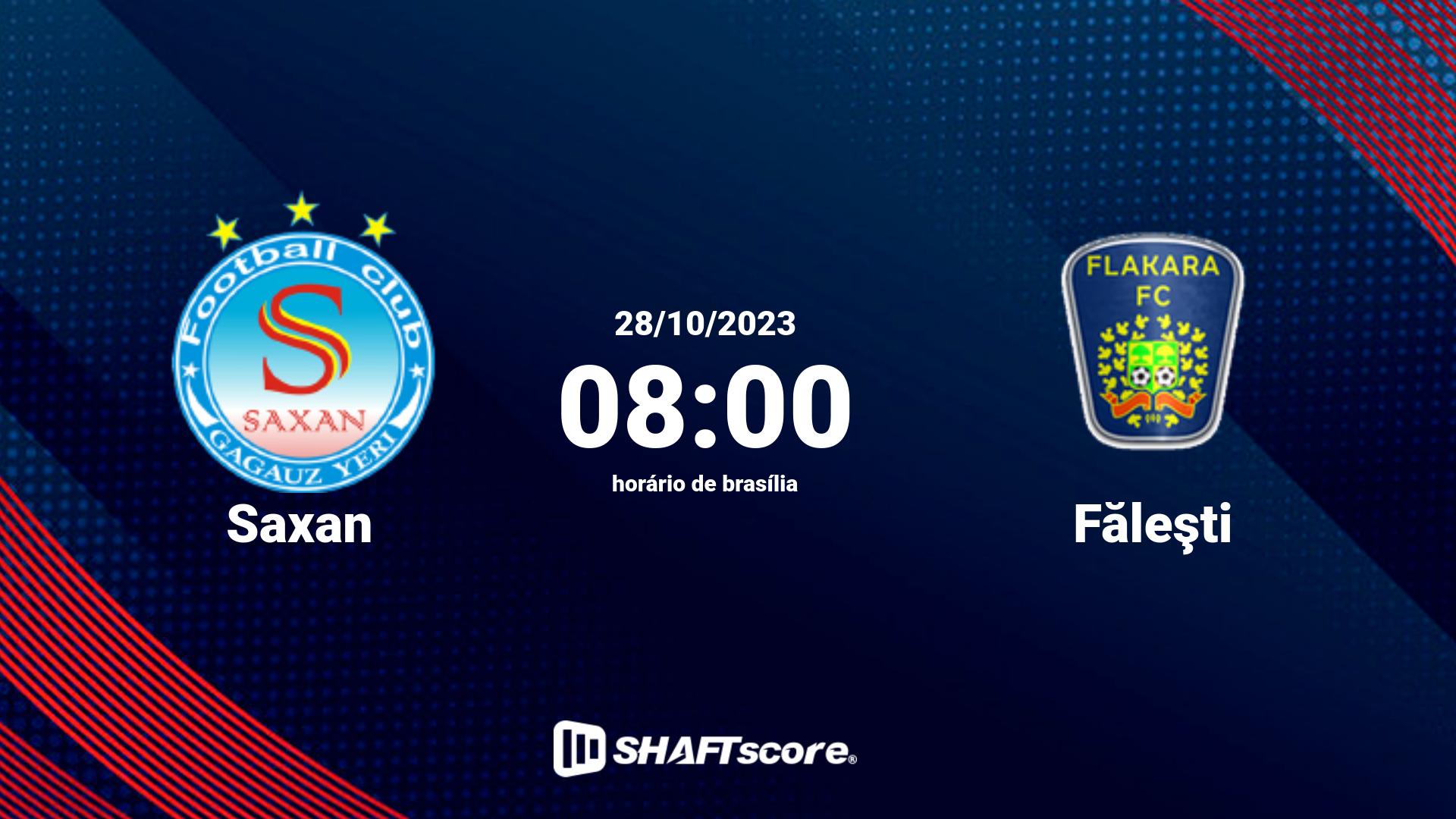 Estatísticas do jogo Saxan vs Făleşti 28.10 08:00