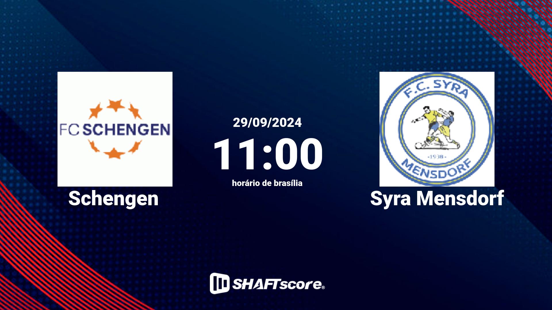 Estatísticas do jogo Schengen vs Syra Mensdorf 28.09 14:00