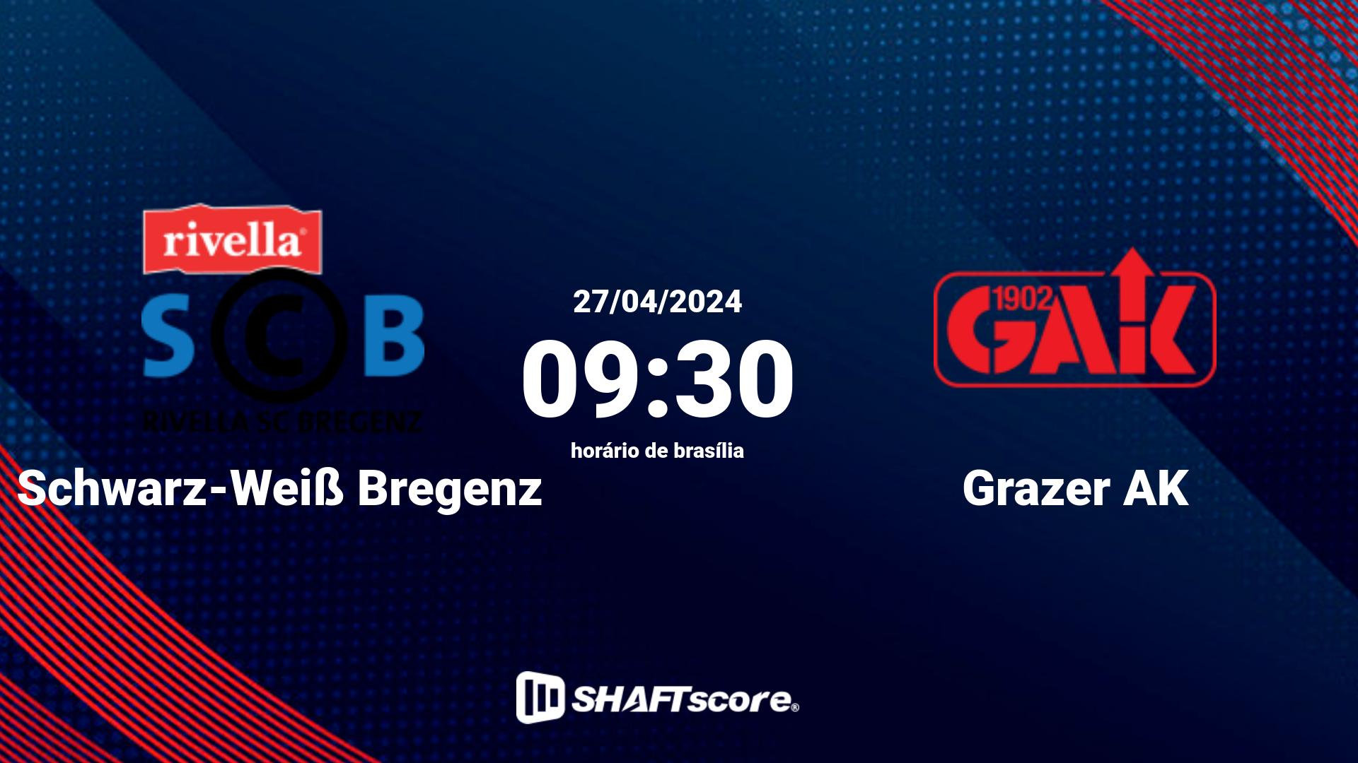 Estatísticas do jogo Schwarz-Weiß Bregenz vs Grazer AK 27.04 09:30
