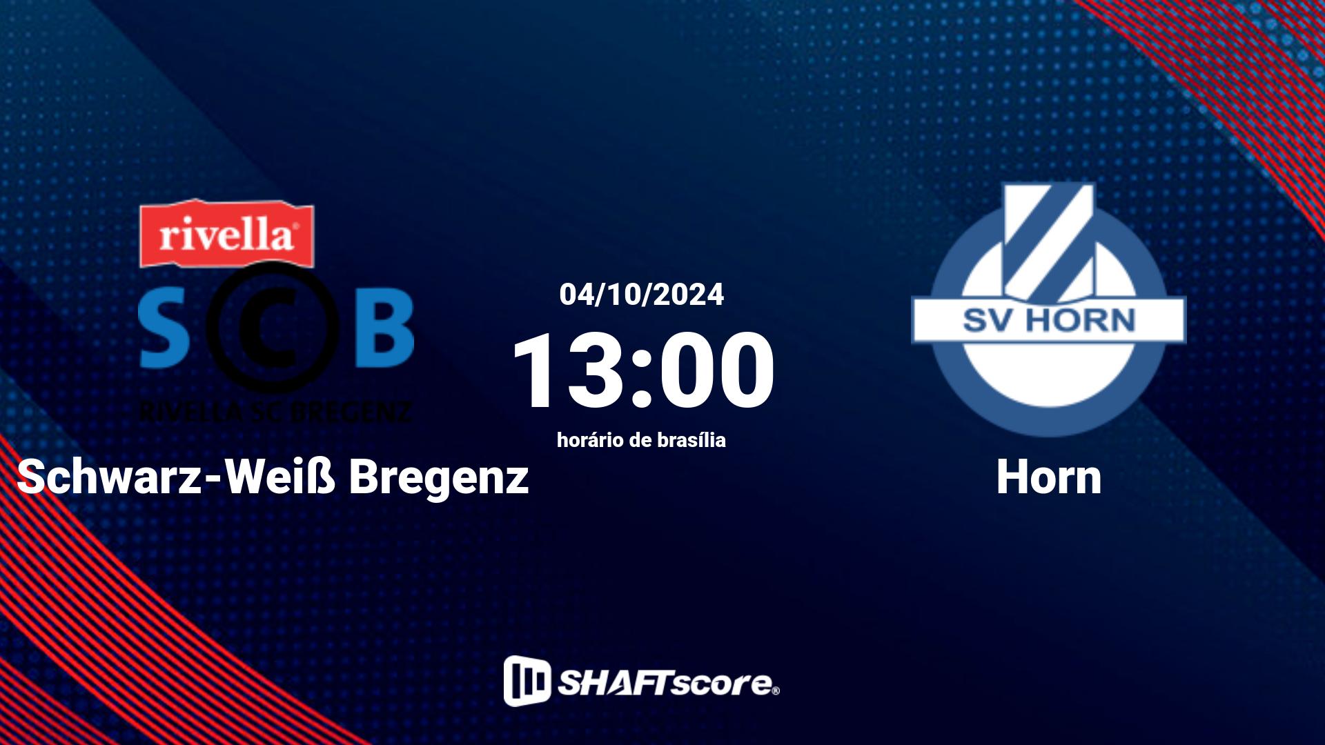 Estatísticas do jogo Schwarz-Weiß Bregenz vs Horn 04.10 13:00