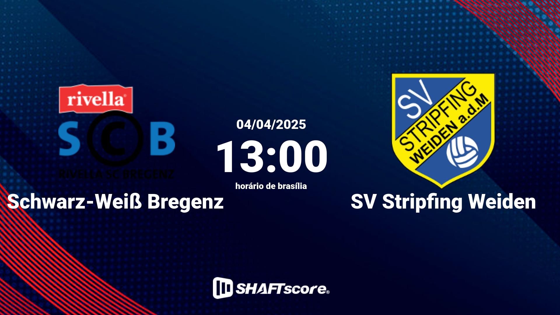 Estatísticas do jogo Schwarz-Weiß Bregenz vs SV Stripfing Weiden 04.04 13:00