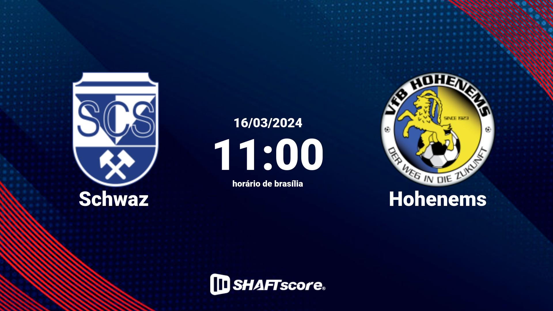 Estatísticas do jogo Schwaz vs Hohenems 16.03 11:00