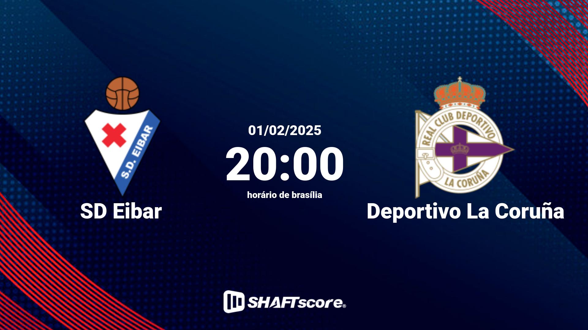 Estatísticas do jogo SD Eibar vs Deportivo La Coruña 01.02 20:00