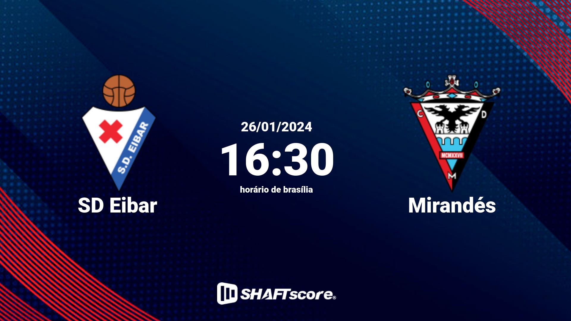 Estatísticas do jogo SD Eibar vs Mirandés 26.01 16:30