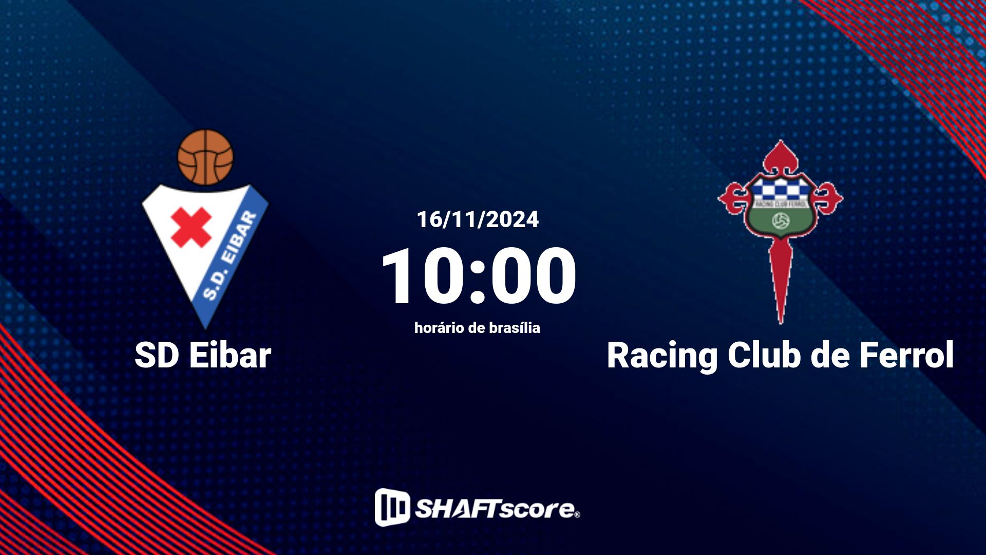 Estatísticas do jogo SD Eibar vs Racing Club de Ferrol 16.11 10:00