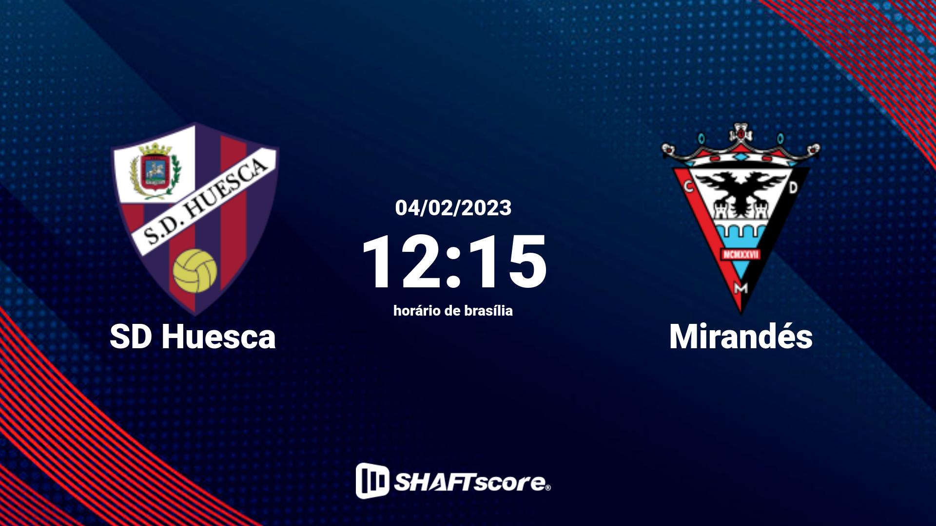 Estatísticas do jogo SD Huesca vs Mirandés 04.02 12:15