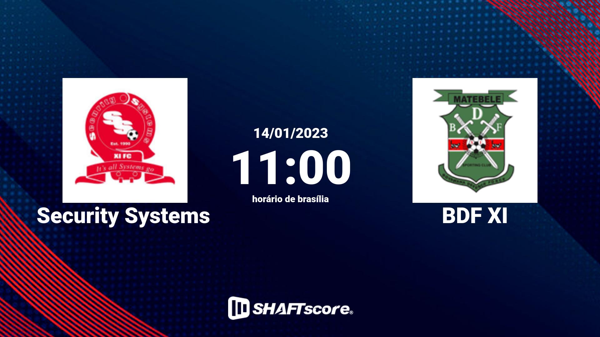 Estatísticas do jogo Security Systems vs BDF XI 14.01 11:00