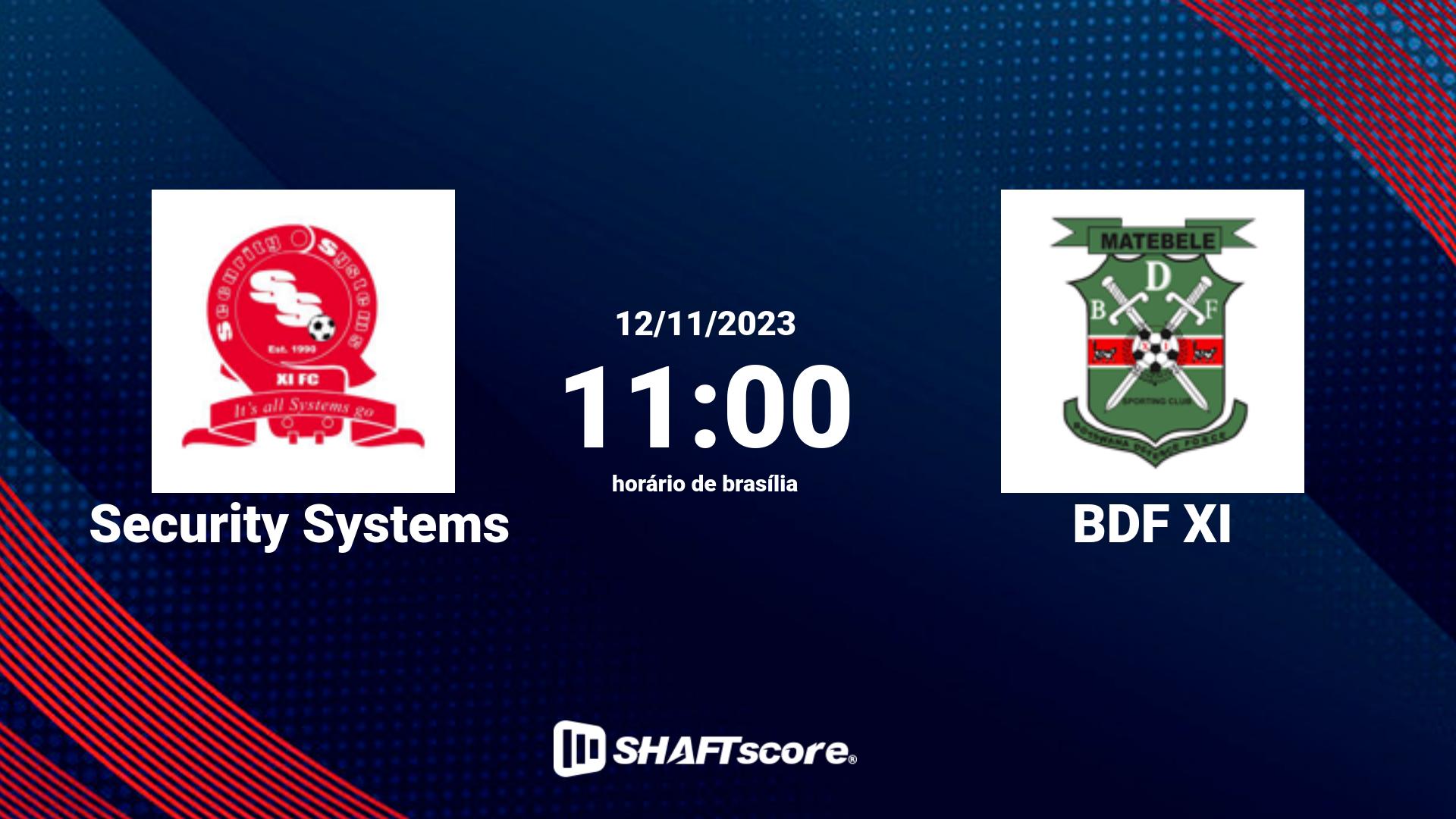 Estatísticas do jogo Security Systems vs BDF XI 12.11 11:00