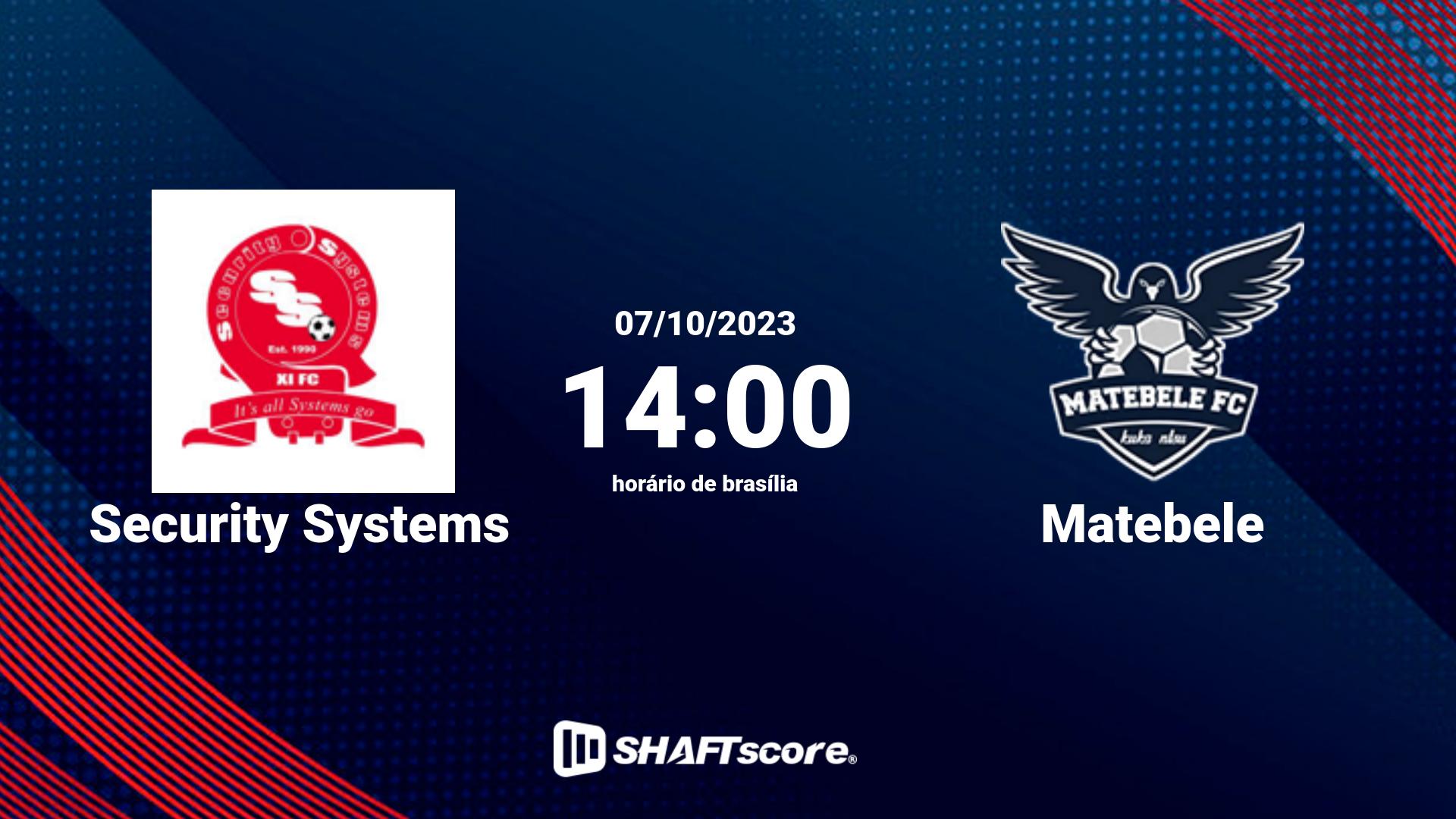 Estatísticas do jogo Security Systems vs Matebele 07.10 14:00