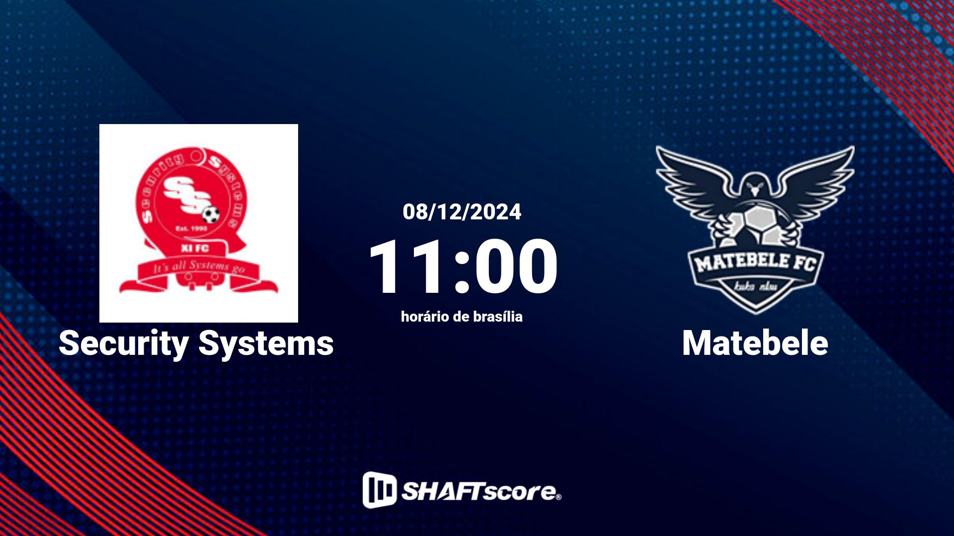 Estatísticas do jogo Security Systems vs Matebele 08.12 11:00