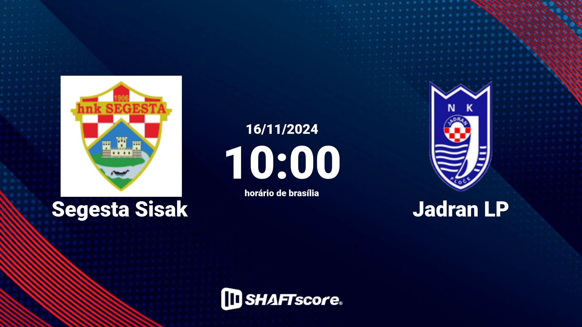 Estatísticas do jogo Segesta Sisak vs Jadran LP 16.11 10:00