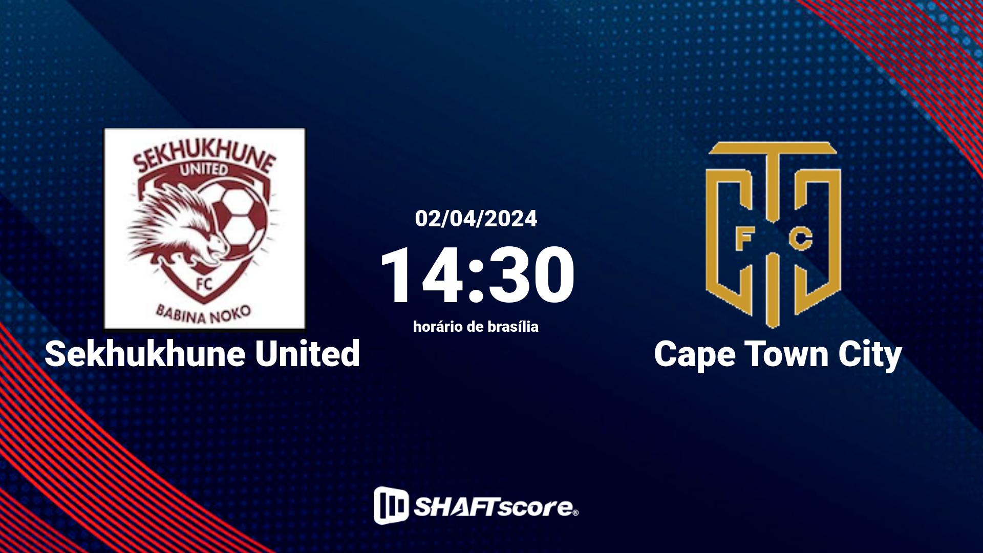 Estatísticas do jogo Sekhukhune United vs Cape Town City 02.04 14:30