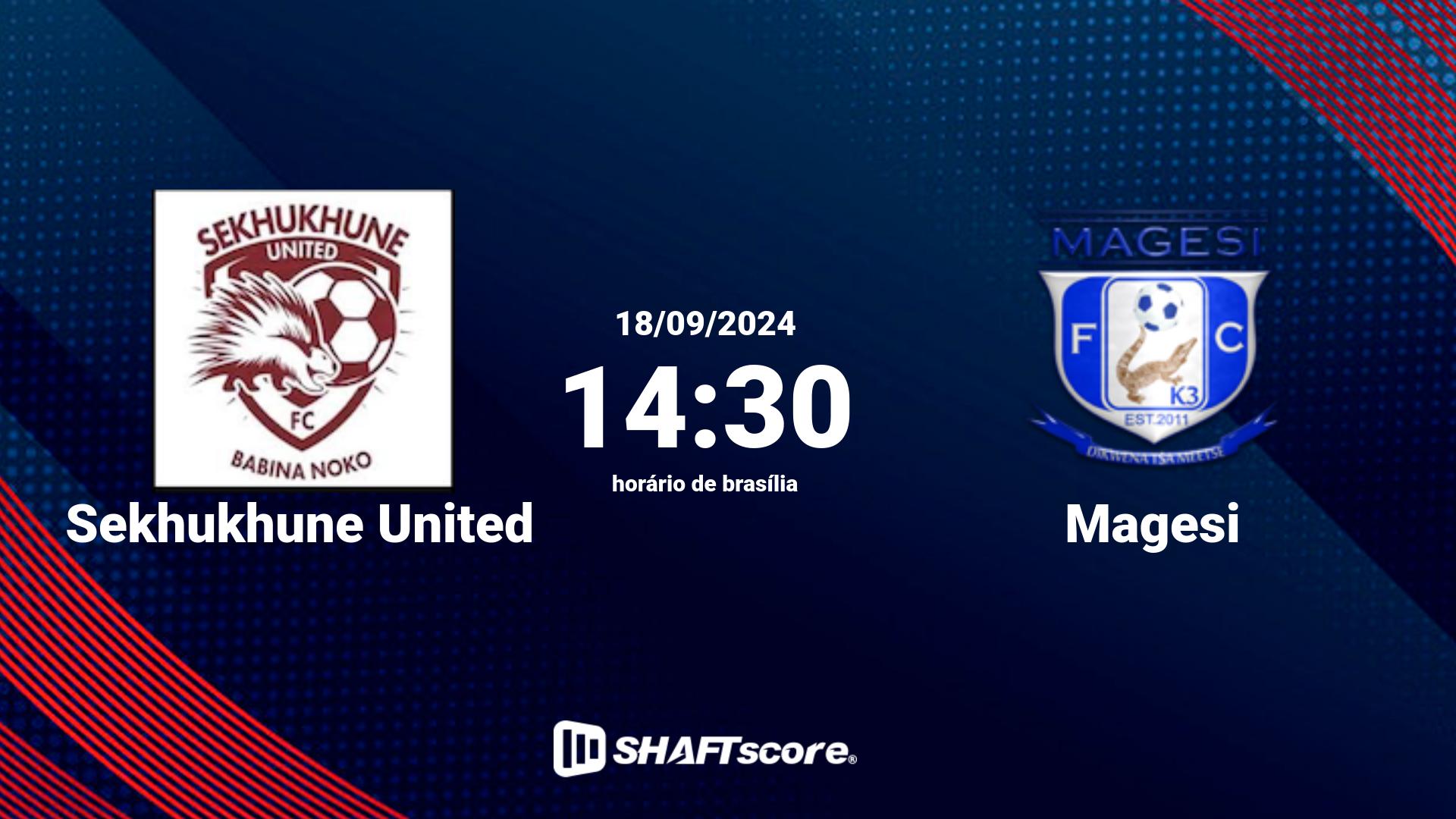 Estatísticas do jogo Sekhukhune United vs Magesi 18.09 14:30