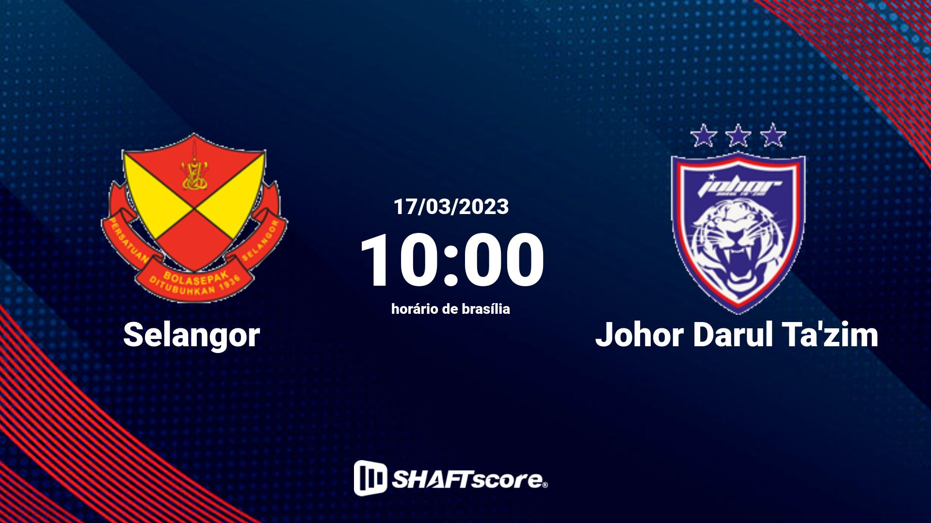 Estatísticas do jogo Selangor vs Johor Darul Ta'zim 17.03 10:00