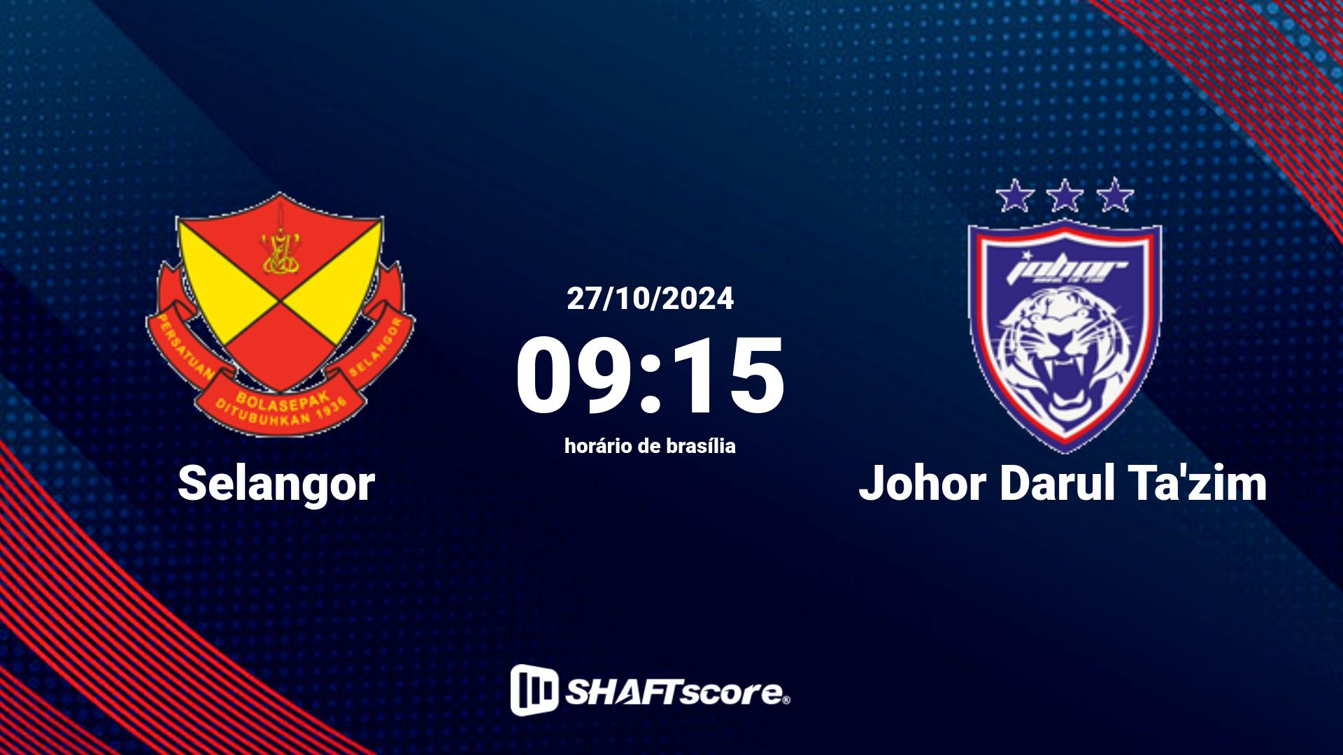 Estatísticas do jogo Selangor vs Johor Darul Ta'zim 27.10 09:15