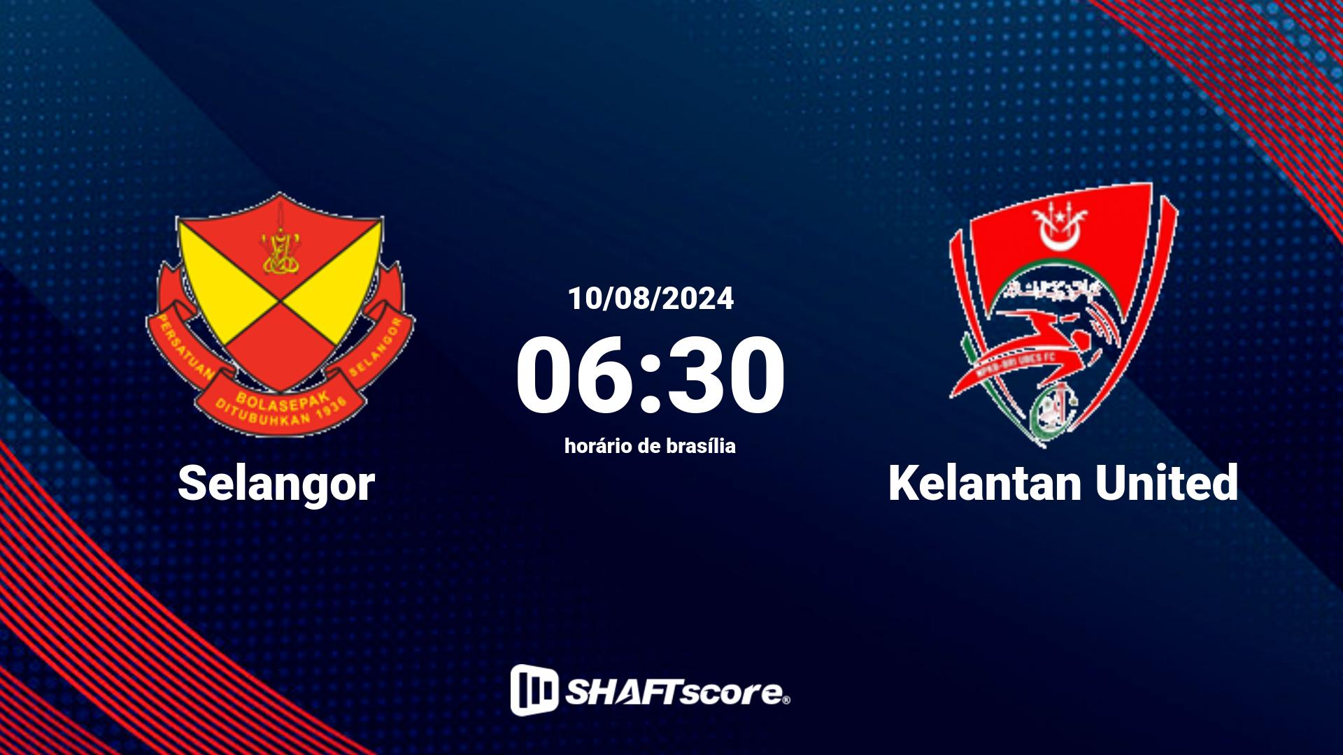 Estatísticas do jogo Selangor vs Kelantan United 10.08 06:30