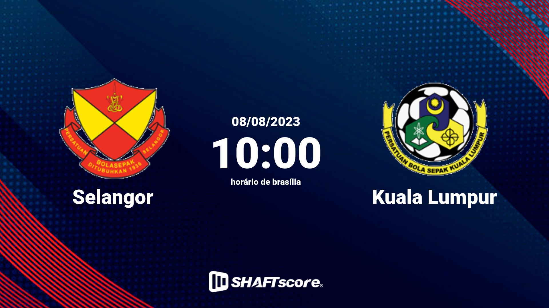 Estatísticas do jogo Selangor vs Kuala Lumpur 08.08 10:00