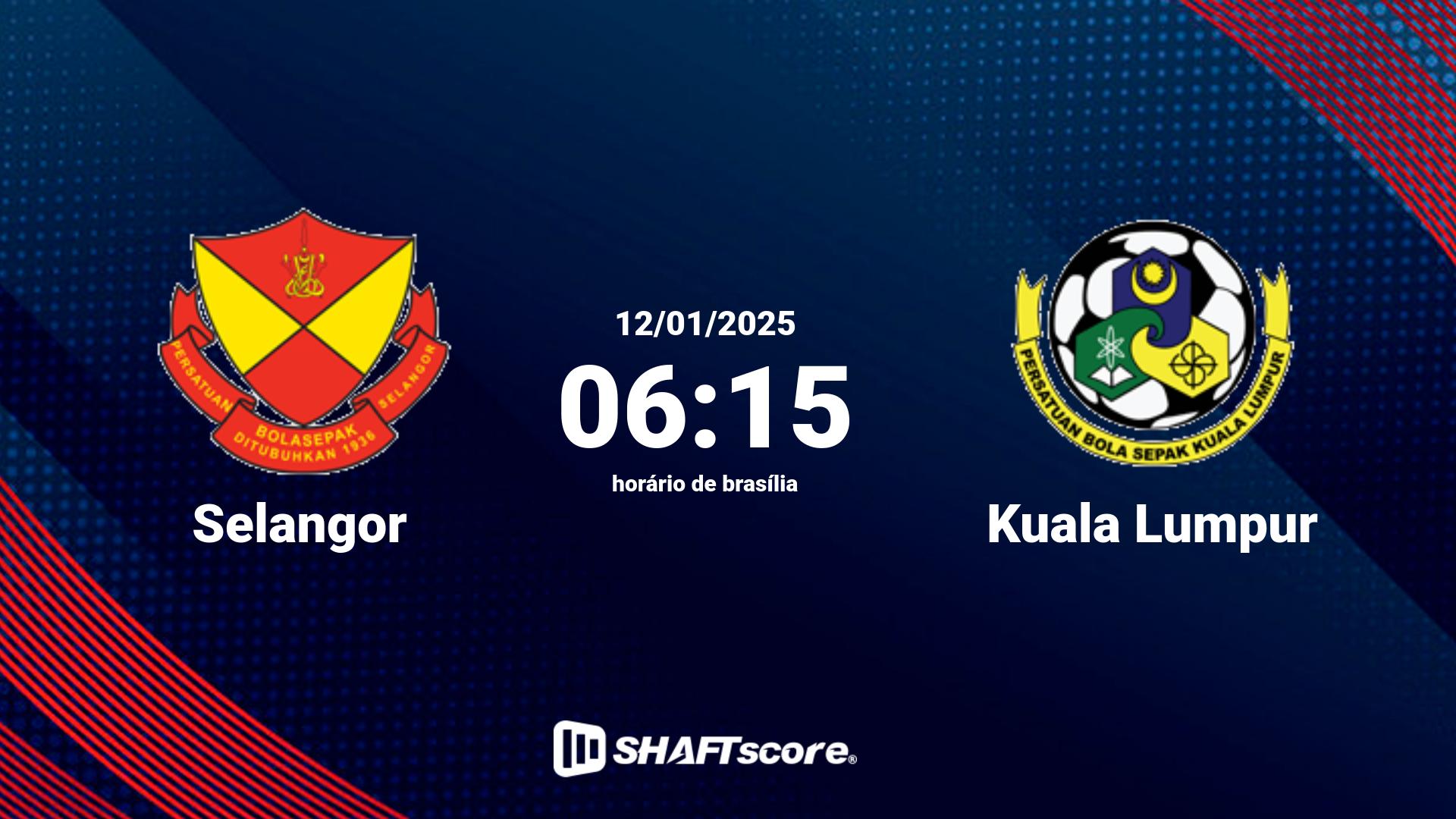 Estatísticas do jogo Selangor vs Kuala Lumpur 12.01 06:15