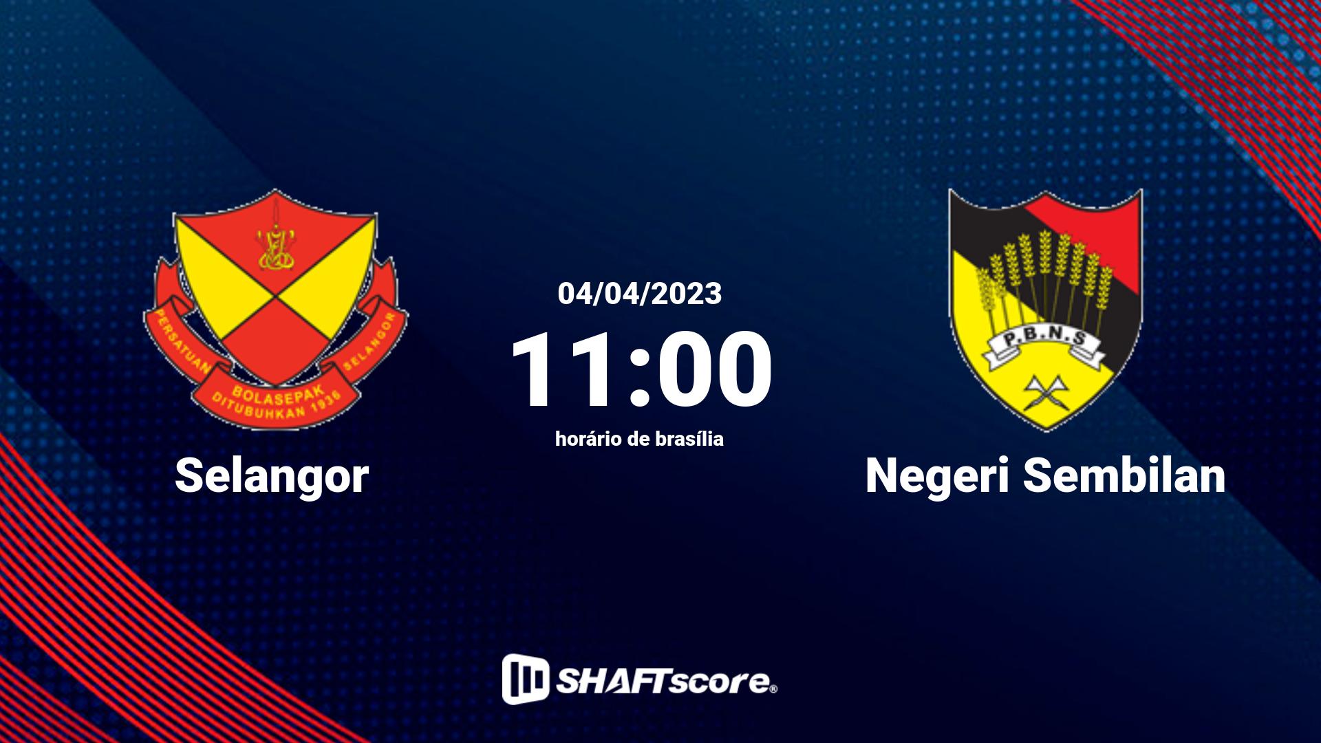 Estatísticas do jogo Selangor vs Negeri Sembilan 04.04 11:00