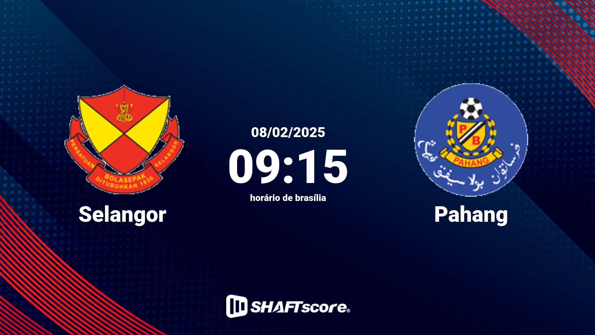 Estatísticas do jogo Selangor vs Pahang 08.02 09:15