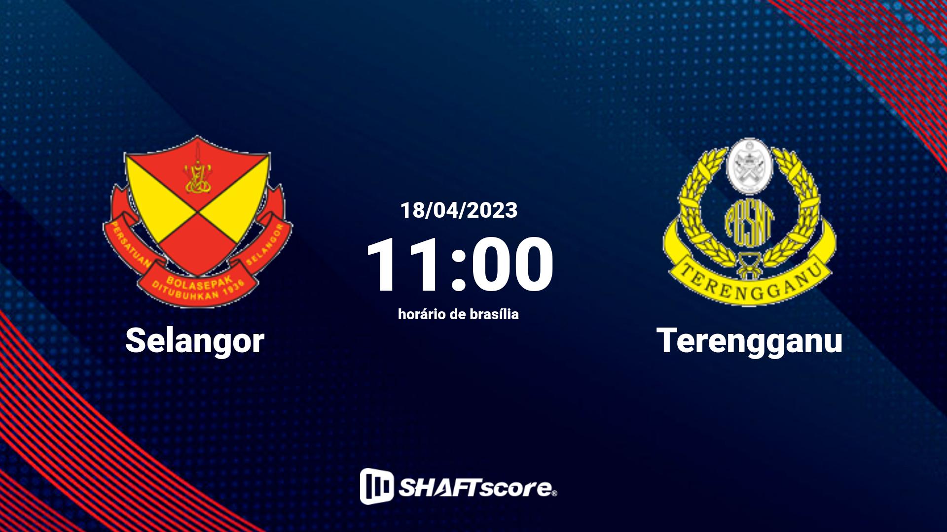 Estatísticas do jogo Selangor vs Terengganu 18.04 11:00