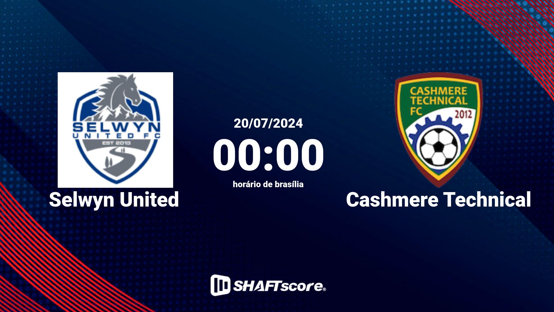 Estatísticas do jogo Selwyn United vs Cashmere Technical 20.07 00:00