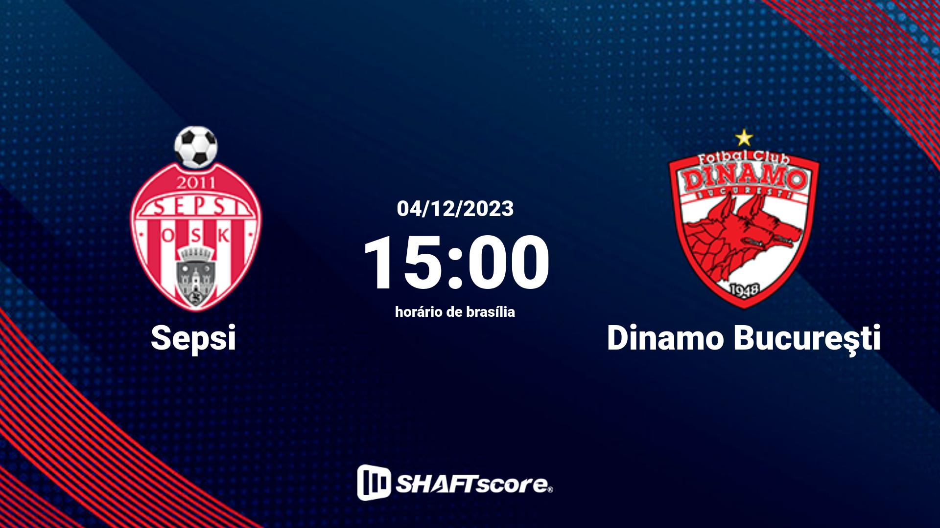 Estatísticas do jogo Sepsi vs Dinamo Bucureşti 04.12 15:00