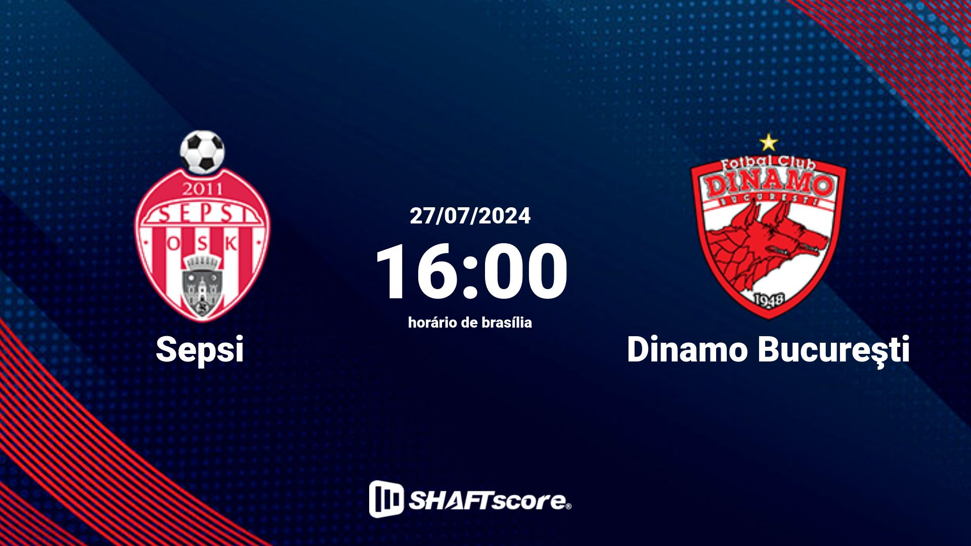 Estatísticas do jogo Sepsi vs Dinamo Bucureşti 27.07 16:00