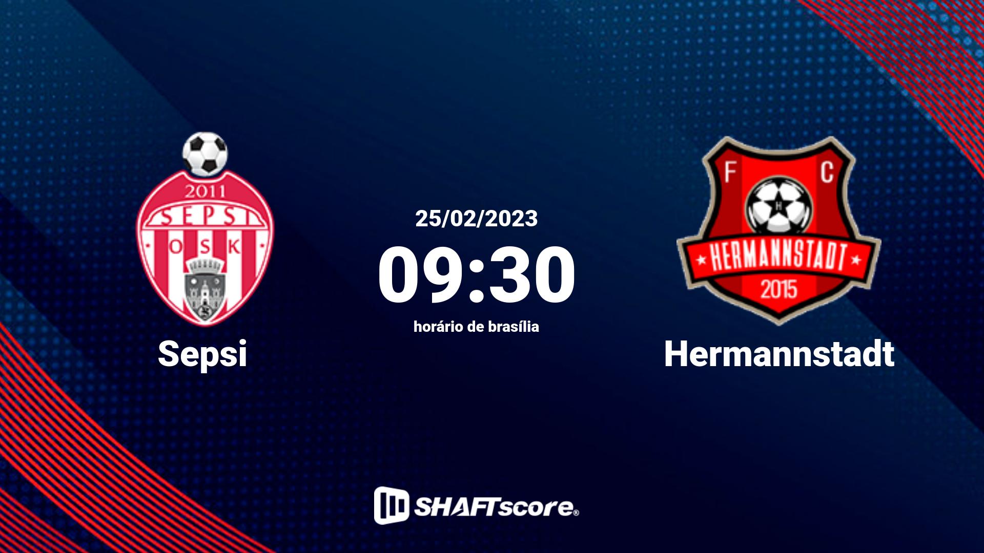 Estatísticas do jogo Sepsi vs Hermannstadt 25.02 09:30