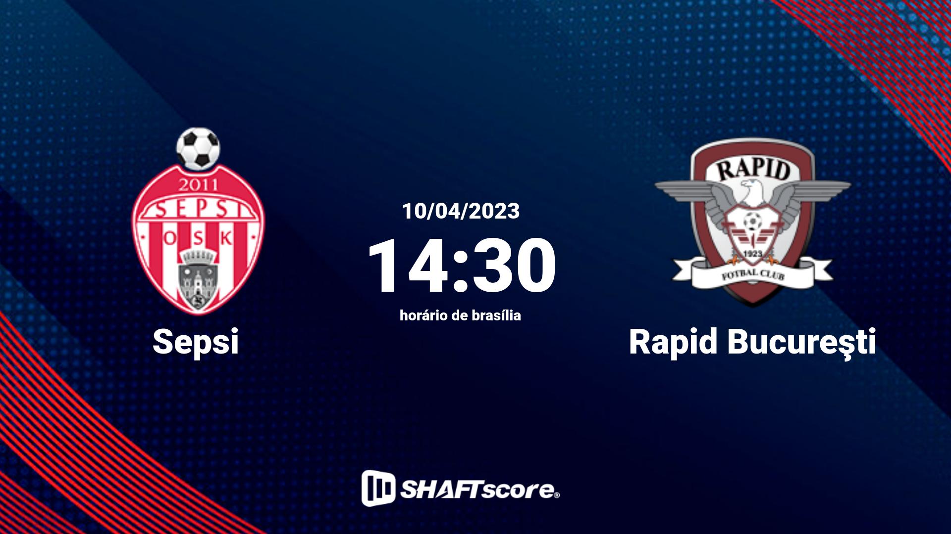 Estatísticas do jogo Sepsi vs Rapid Bucureşti 10.04 14:30