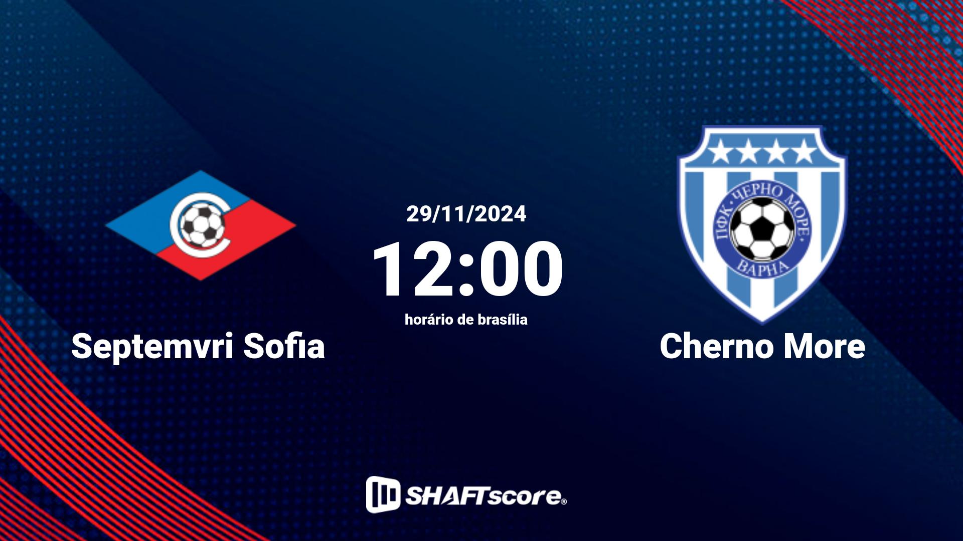 Estatísticas do jogo Septemvri Sofia vs Cherno More 29.11 12:00