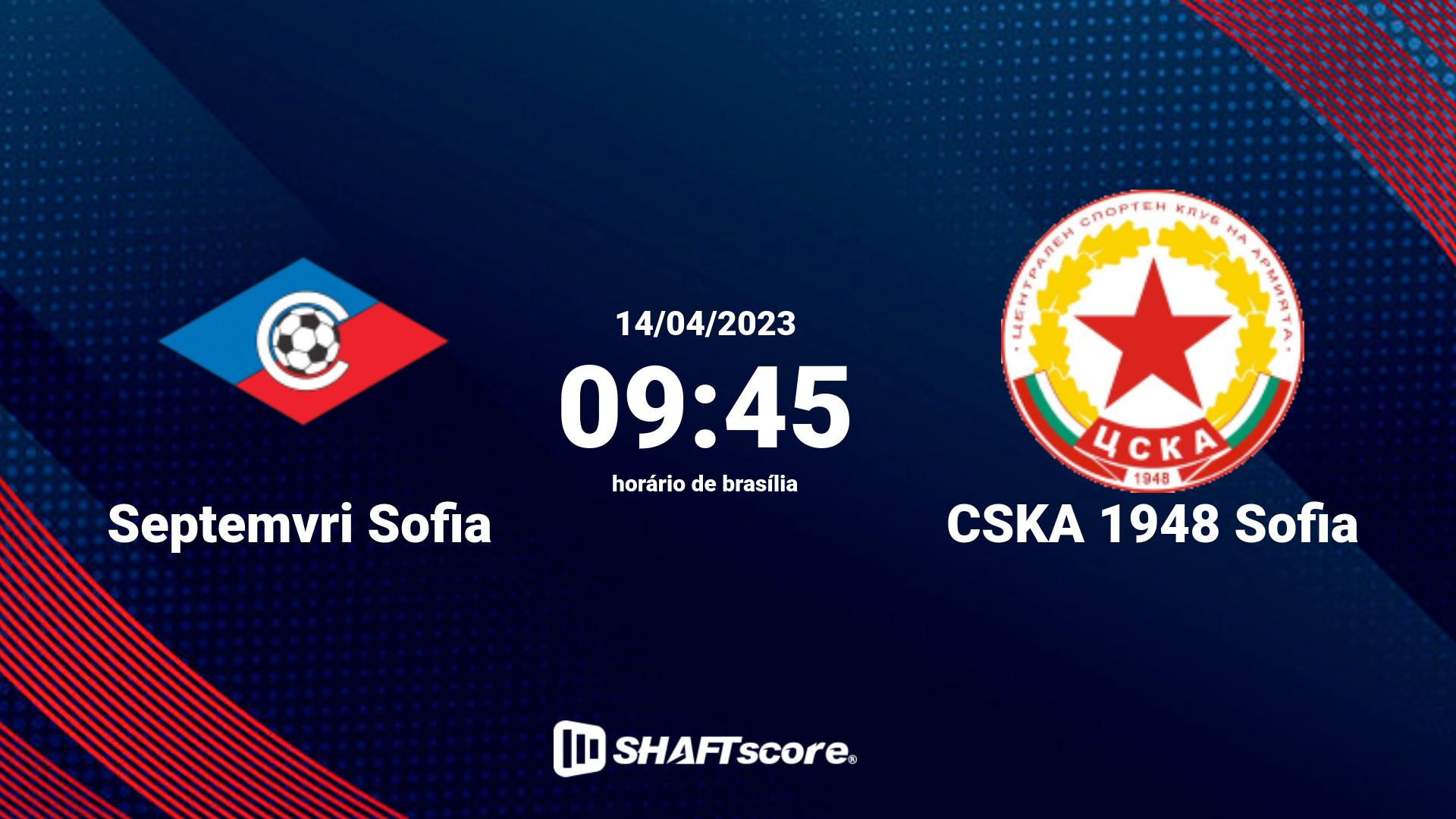 Estatísticas do jogo Septemvri Sofia vs CSKA 1948 Sofia 14.04 09:45