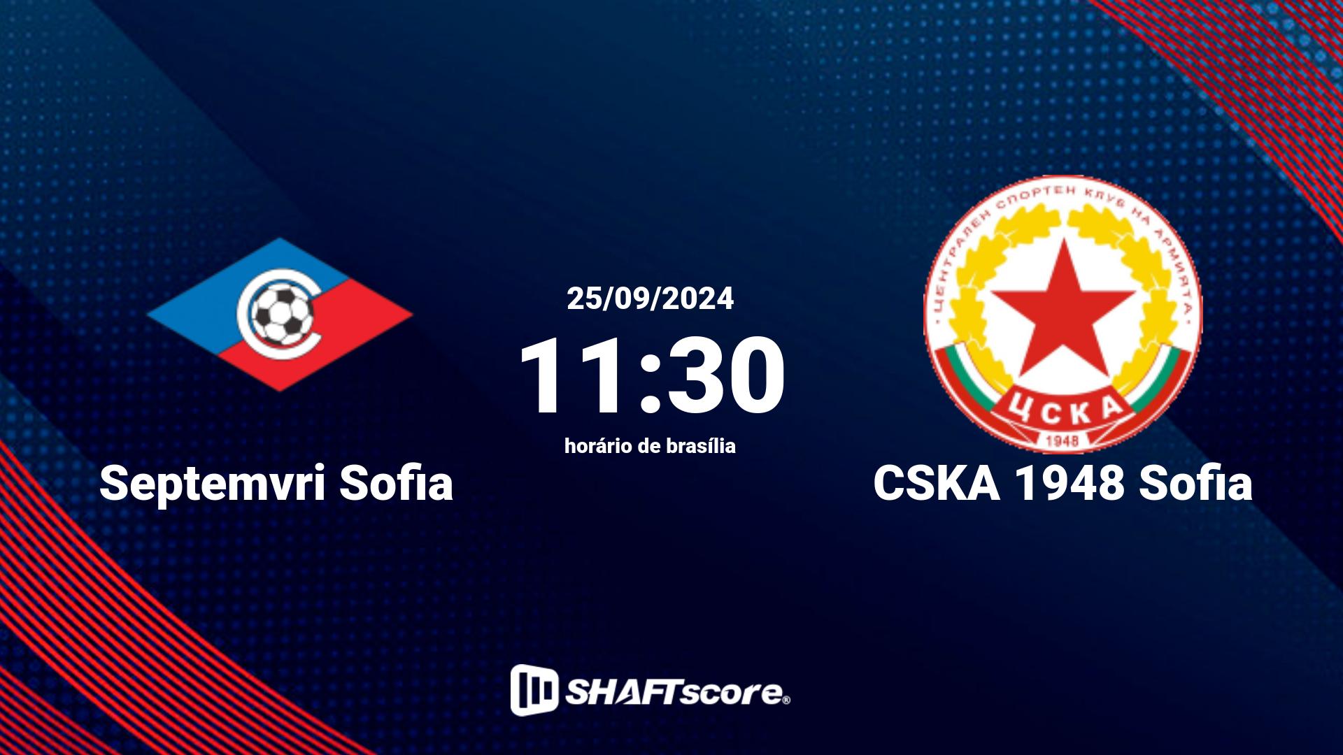 Estatísticas do jogo Septemvri Sofia vs CSKA 1948 Sofia 25.09 11:30