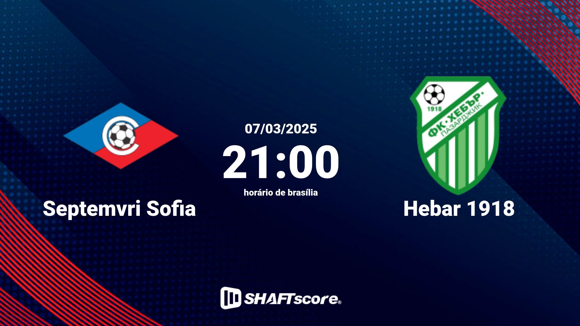 Estatísticas do jogo Septemvri Sofia vs Hebar 1918 07.03 21:00