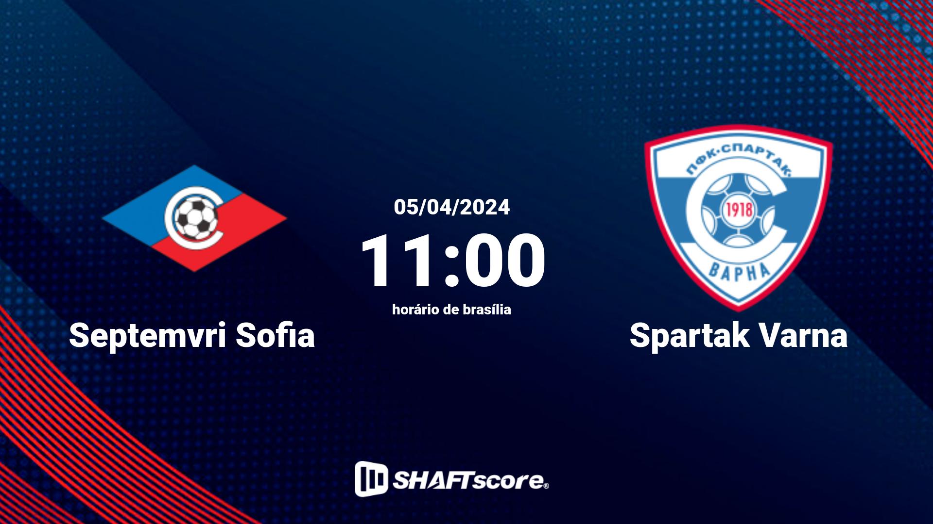 Estatísticas do jogo Septemvri Sofia vs Spartak Varna 05.04 11:00