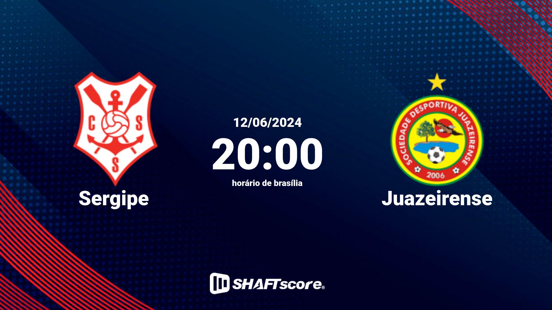 Estatísticas do jogo Sergipe vs Juazeirense 12.06 20:00