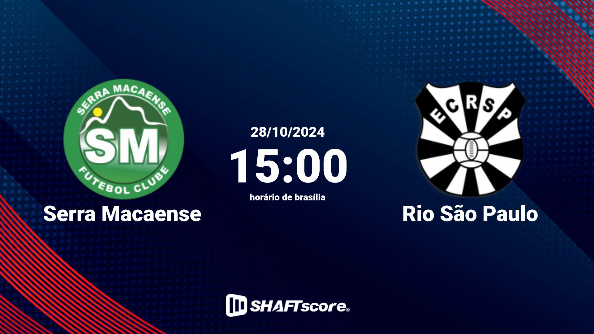 Estatísticas do jogo Serra Macaense vs Rio São Paulo 28.10 15:00