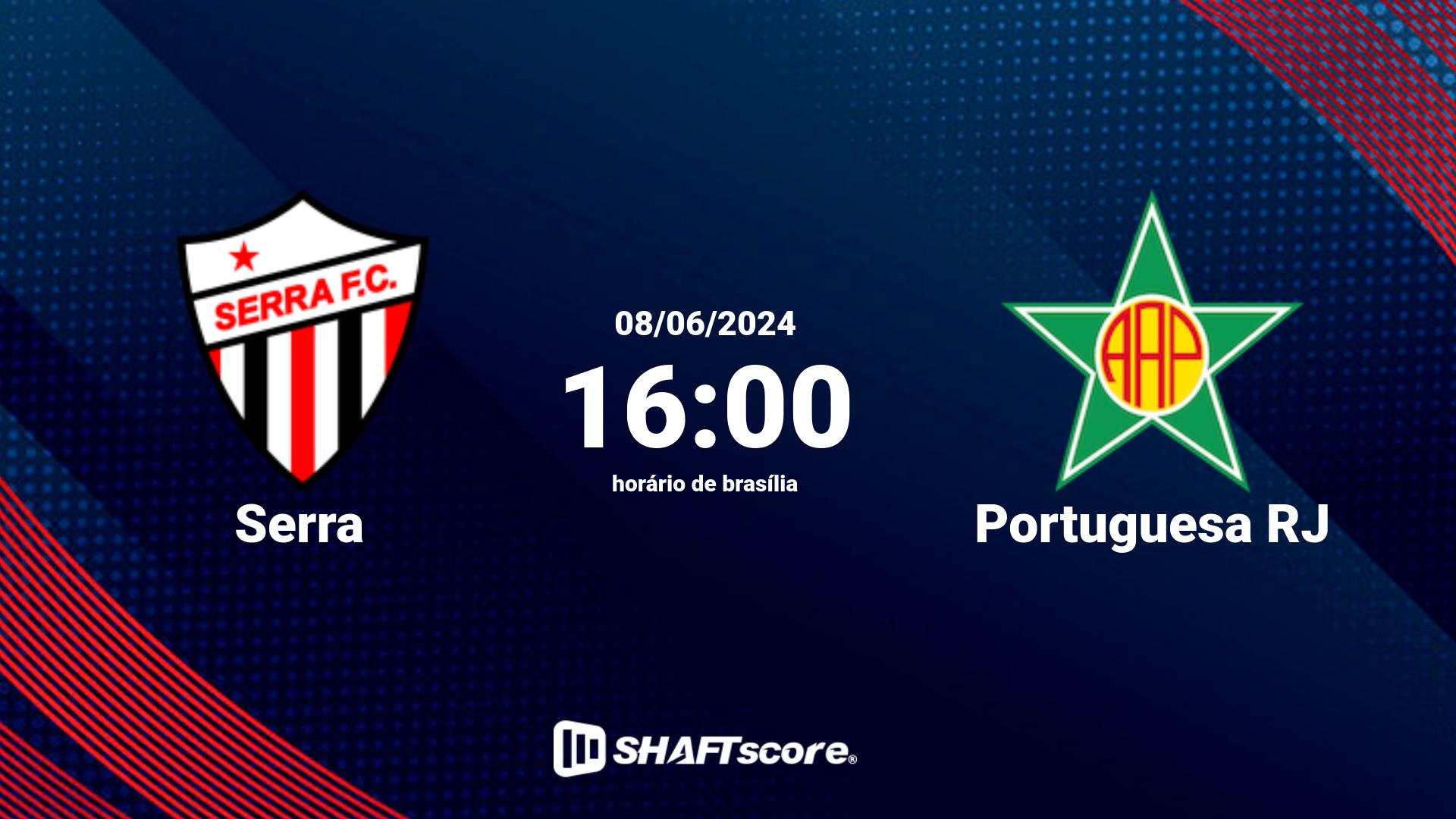 Estatísticas do jogo Serra vs Portuguesa RJ 08.06 16:00