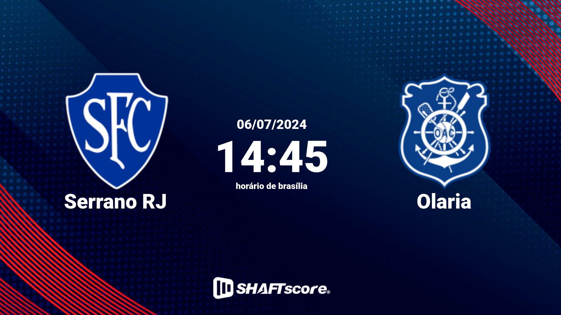 Estatísticas do jogo Serrano RJ vs Olaria 06.07 14:45