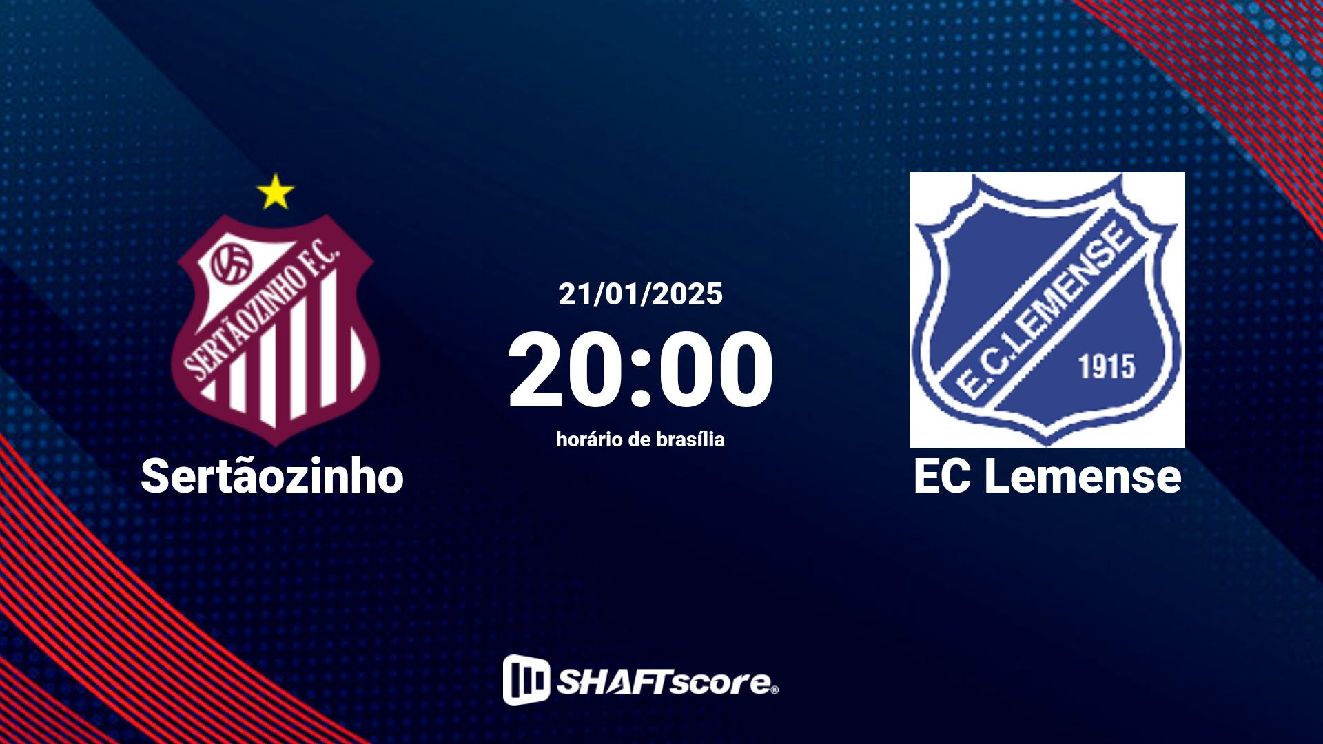 Estatísticas do jogo Sertãozinho vs EC Lemense 21.01 20:00