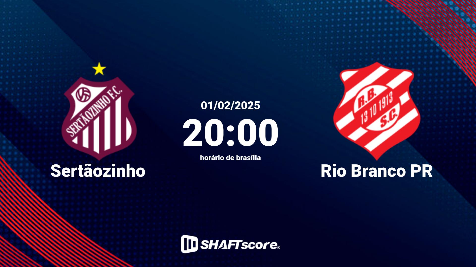 Estatísticas do jogo Sertãozinho vs Rio Branco PR 01.02 20:00