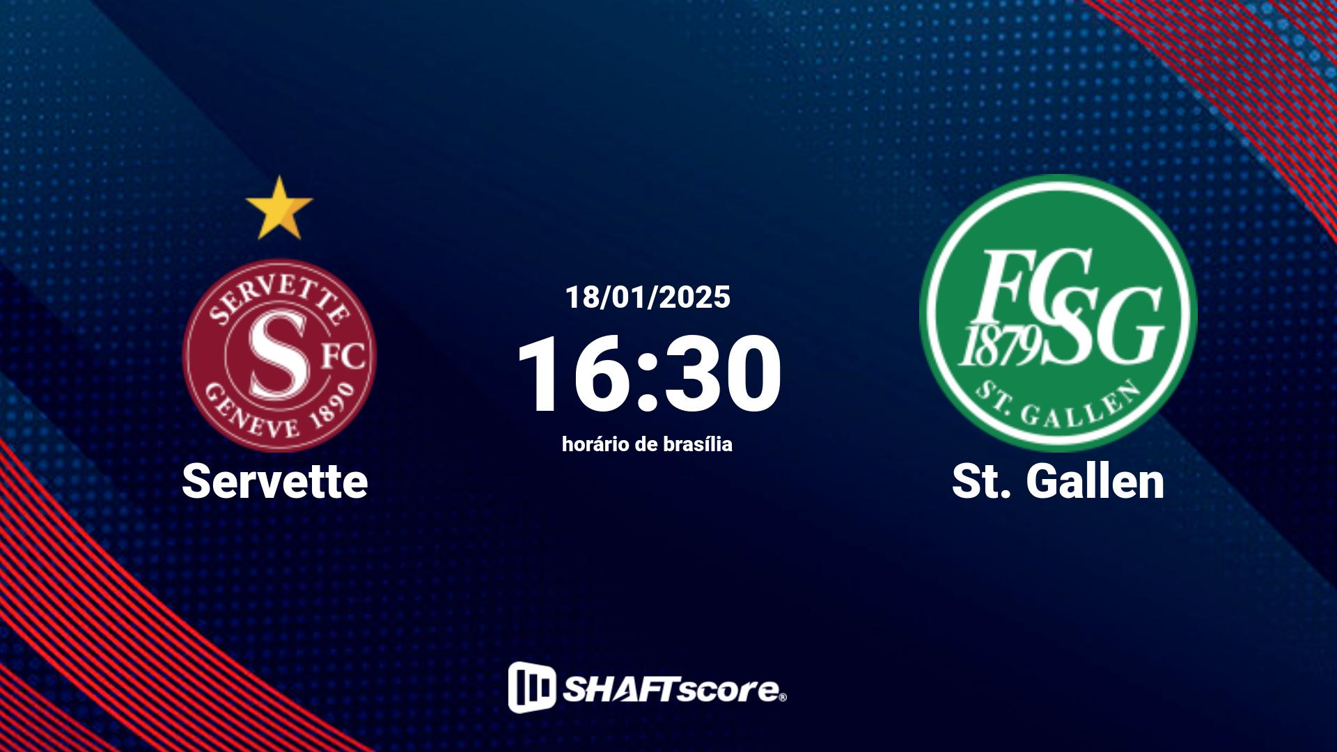 Estatísticas do jogo Servette vs St. Gallen 18.01 16:30