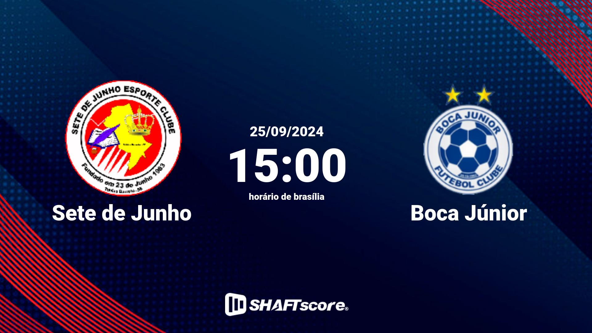 Estatísticas do jogo Sete de Junho vs Boca Júnior 25.09 15:00