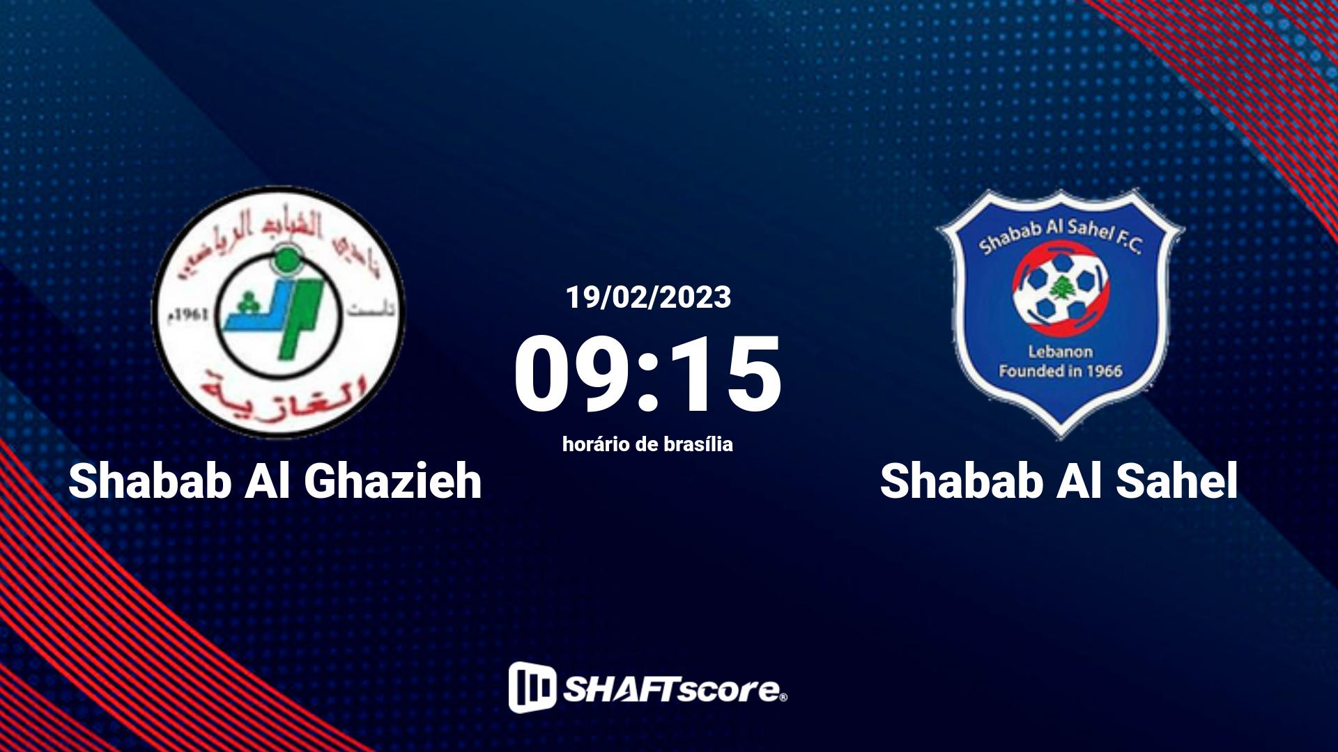 Estatísticas do jogo Shabab Al Ghazieh vs Shabab Al Sahel 19.02 09:15