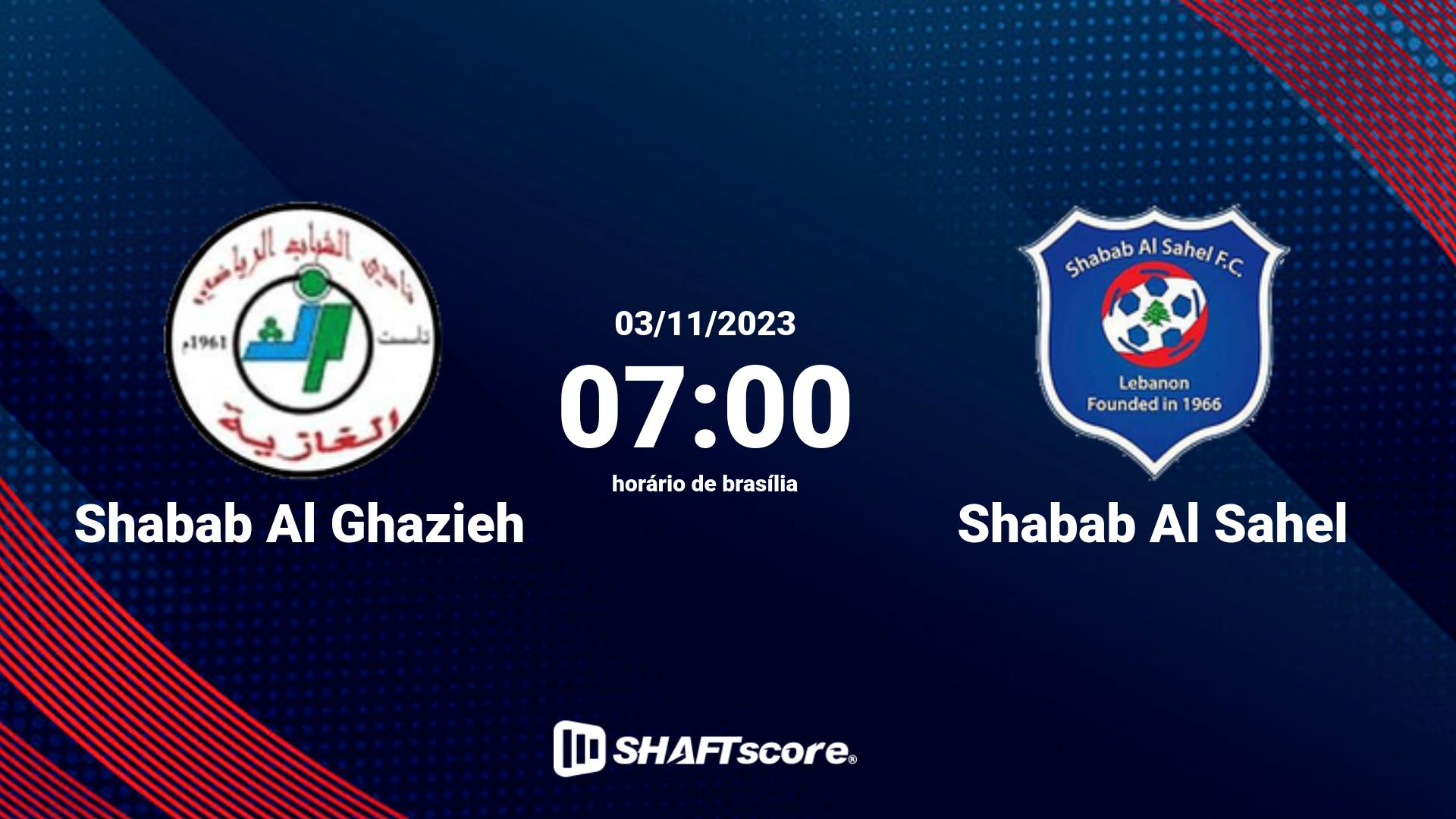 Estatísticas do jogo Shabab Al Ghazieh vs Shabab Al Sahel 03.11 07:00