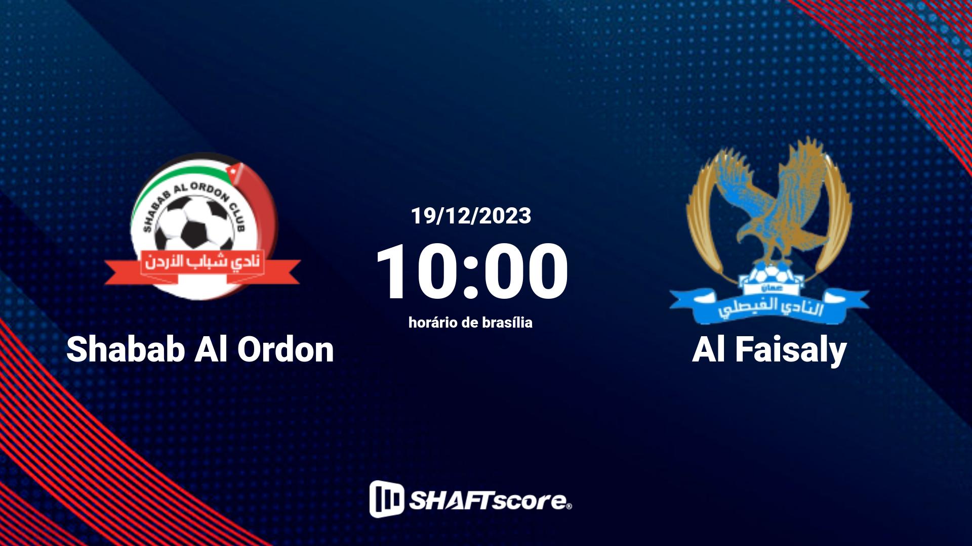 Estatísticas do jogo Shabab Al Ordon vs Al Faisaly 19.12 10:00