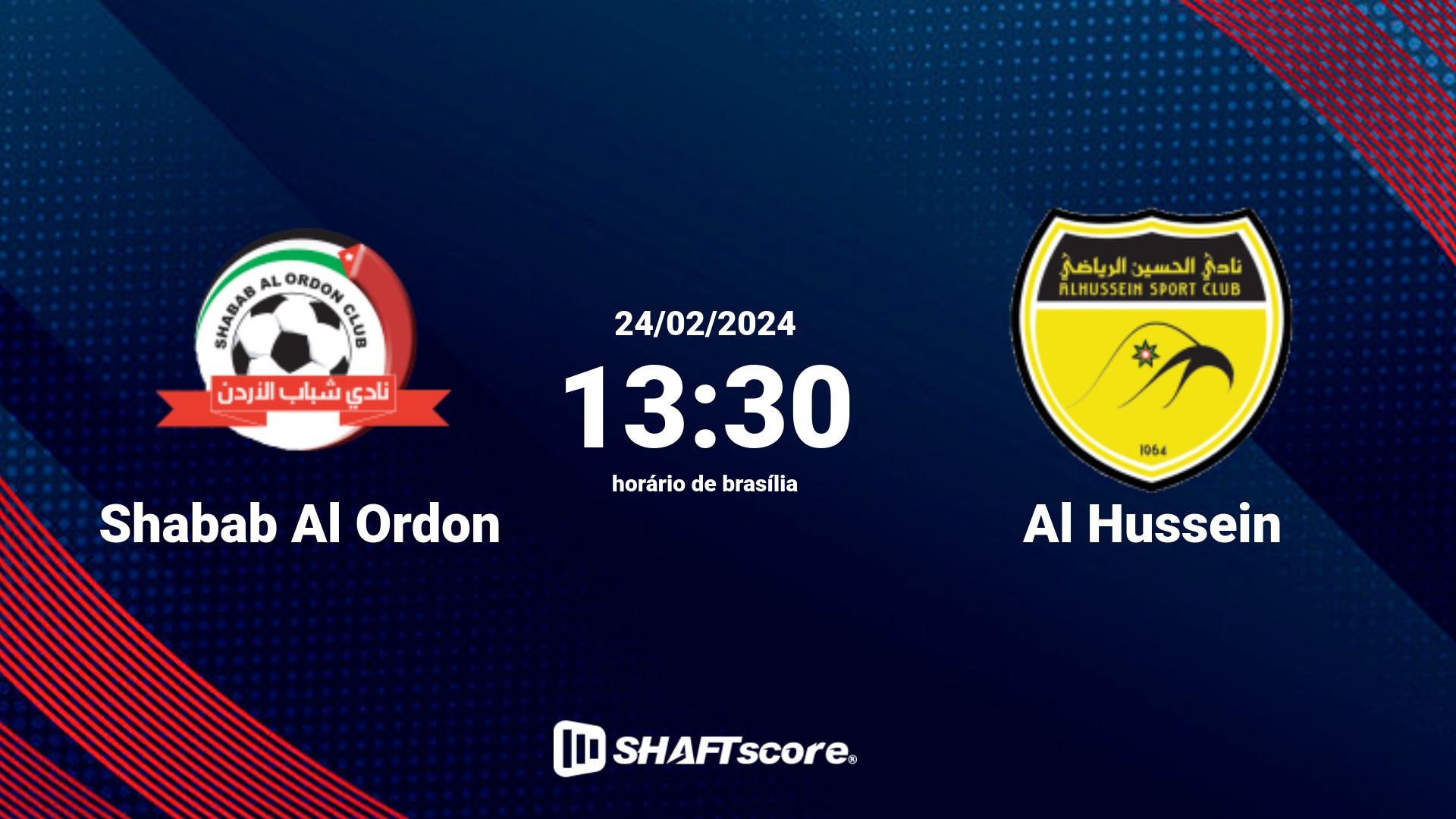 Estatísticas do jogo Shabab Al Ordon vs Al Hussein 24.02 13:30