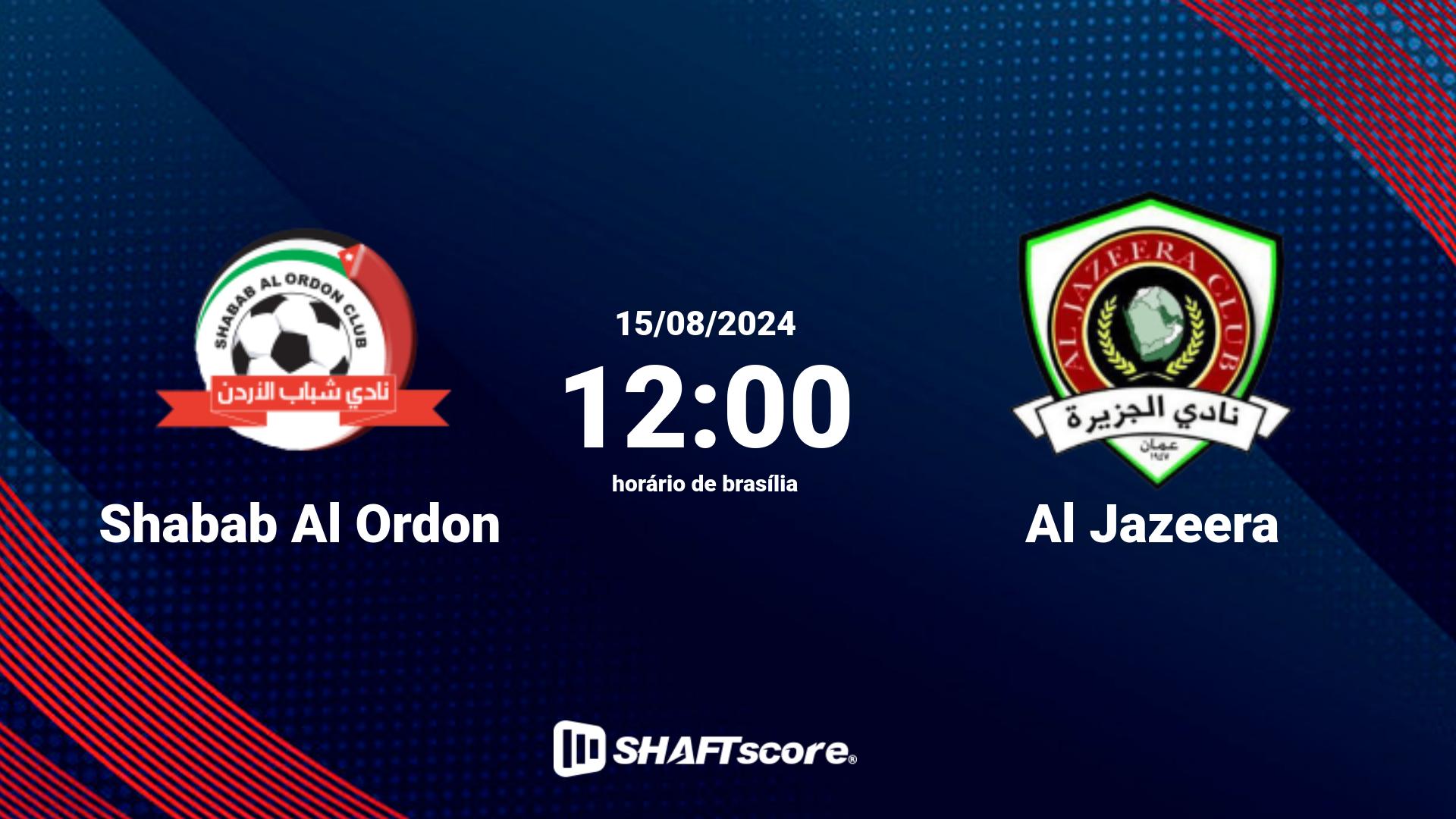 Estatísticas do jogo Shabab Al Ordon vs Al Jazeera 15.08 12:00